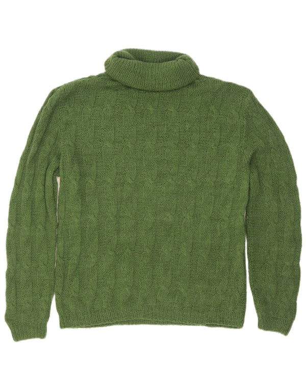 Maglione maglione vintage da uomo con collo alto piccolo verde