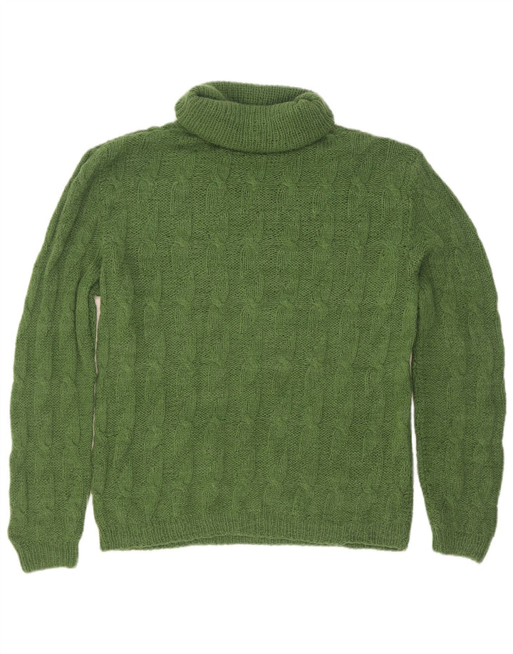 Maglione maglione vintage da uomo con collo alto piccolo verde