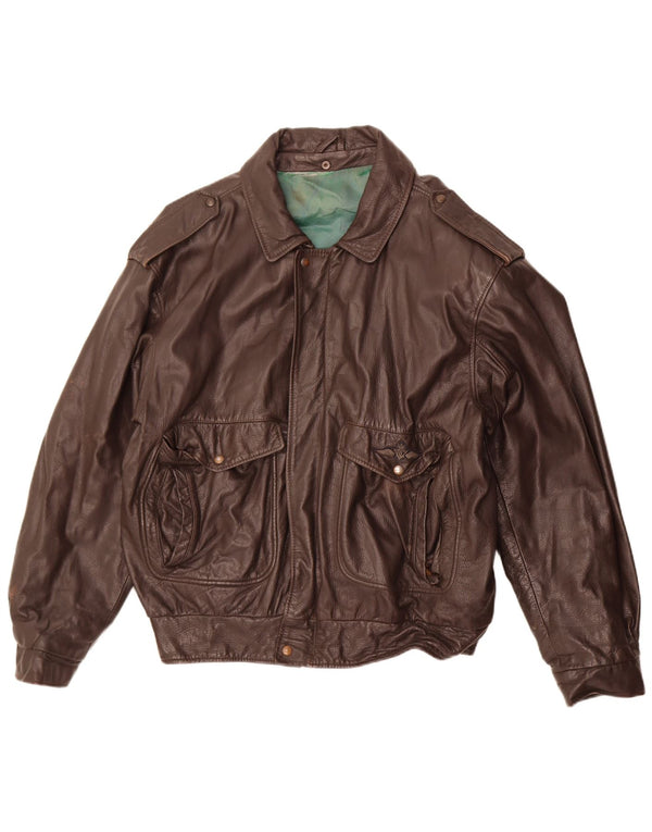 Giacca in pelle militare da uomo Essebi UK 42 XL in pelle marrone