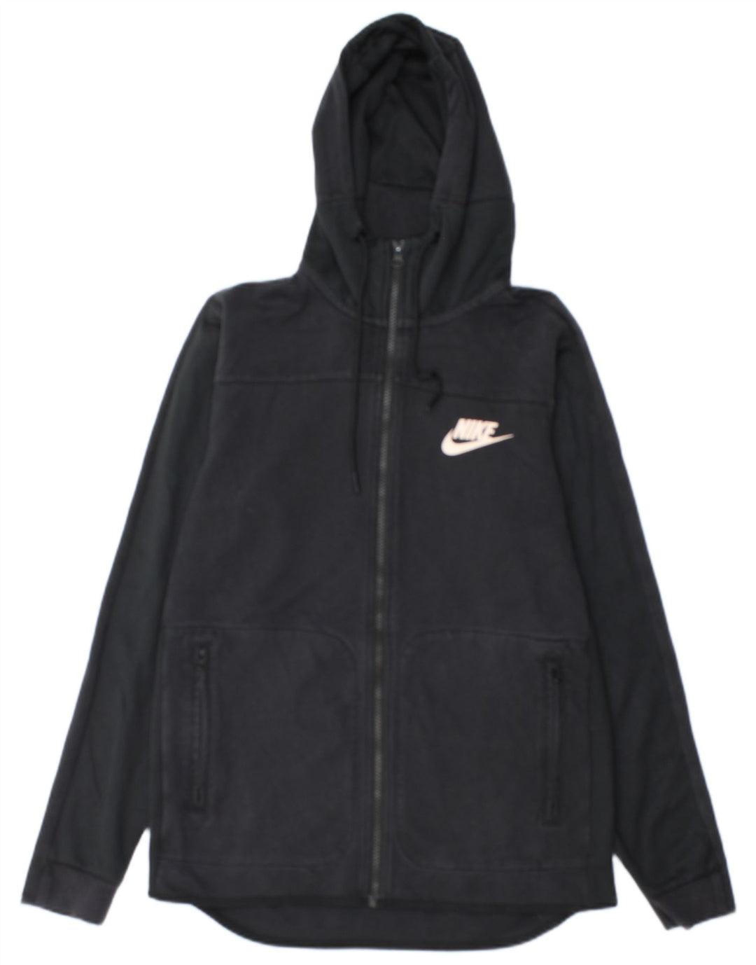 Felpa con cappuccio e zip Nike da uomo piccola in cotone nero