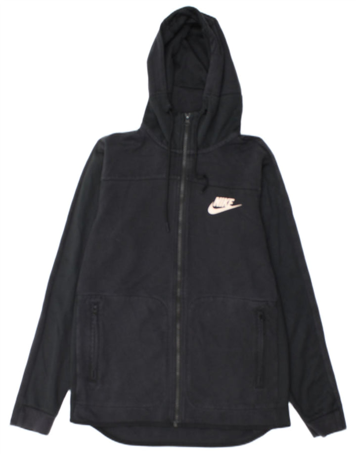 Felpa con cappuccio e zip Nike da uomo piccola in cotone nero