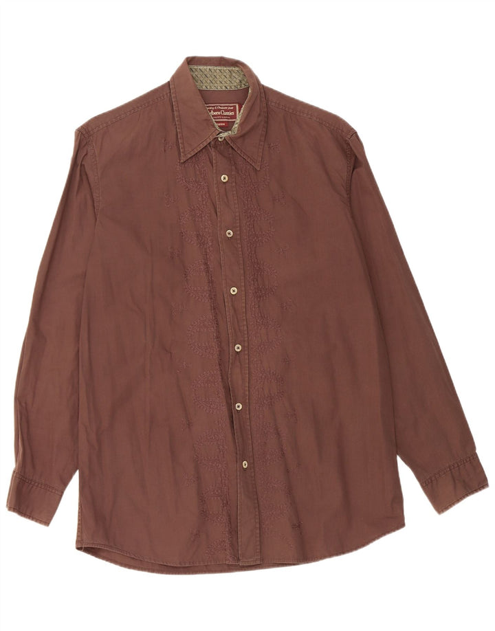 Camicia da uomo Marlboro Classics in cotone Paisley marrone medio