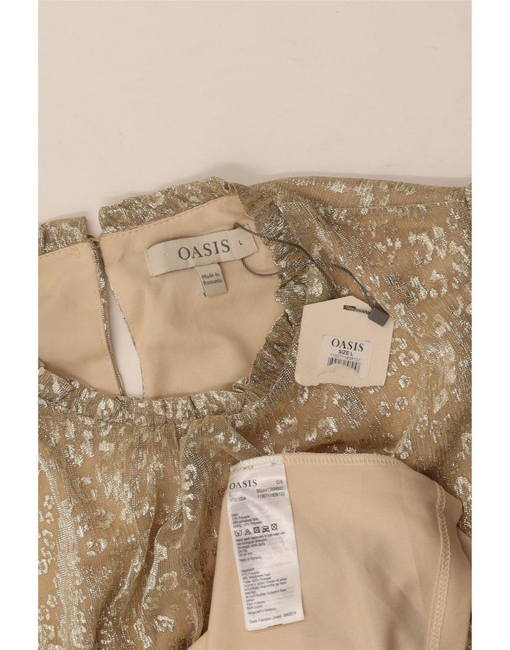 Camicetta senza maniche da donna OASIS UK 14 Grande stampa animalier beige