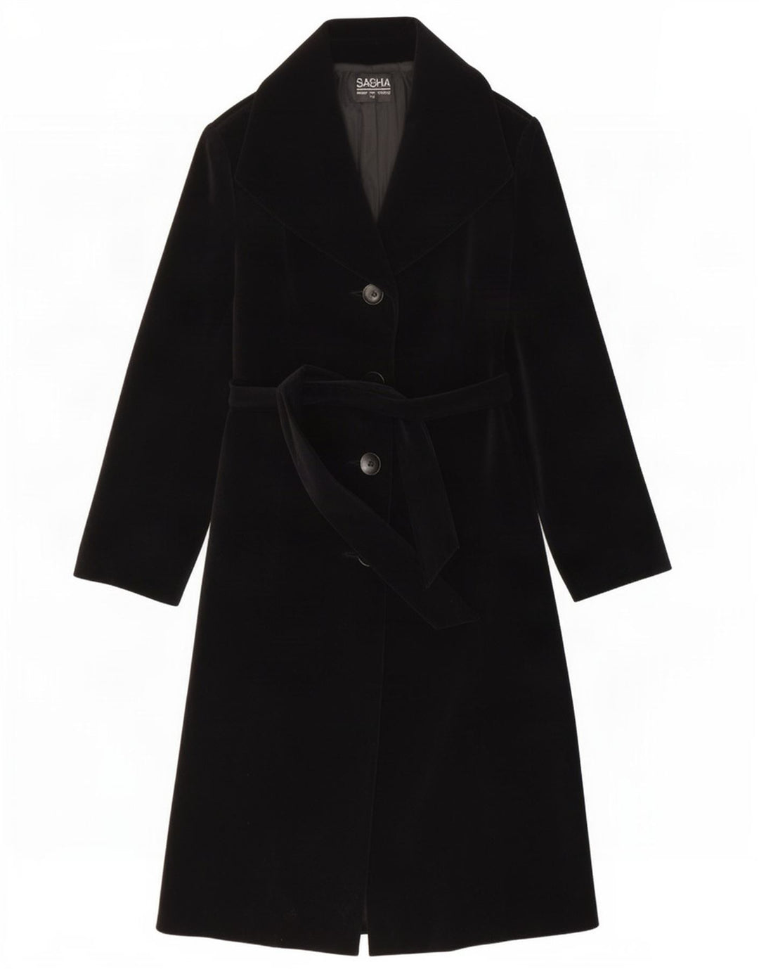Soprabito in velluto da donna Sasha UK 16 grande cotone nero