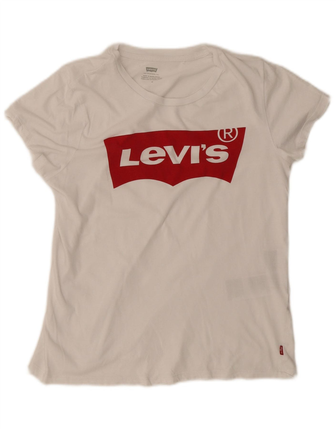 T-shirt grafica da donna Levi's Top UK 12 cotone bianco medio
