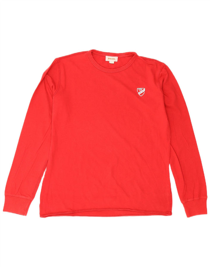 Diesel Top da uomo a maniche lunghe piccolo in cotone rosso