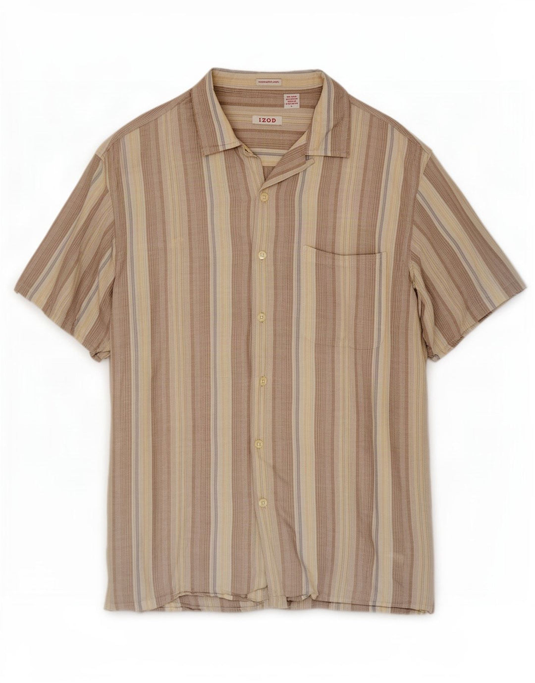 Camicia a maniche corte da uomo Izod in lino a righe grigie grandi