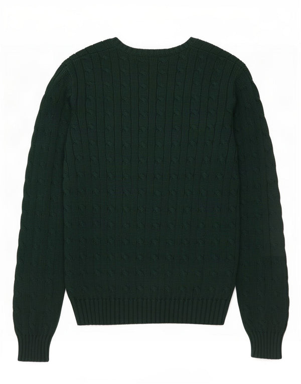 Maglione maglione con scollo a V da donna Ralph Lauren UK 14 grande cotone verde