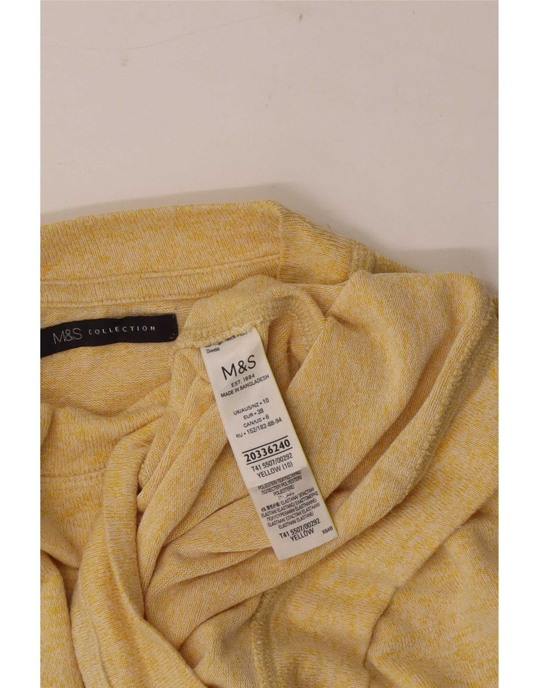 Camicetta oversize da donna Marks & Spencer Top UK 10 Small Yellow Flecked