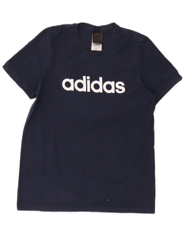 T-shirt grafica da uomo Adidas Top Small in cotone blu navy