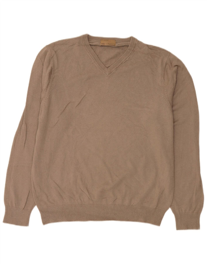 Maglione da uomo con scollo a V Marks & Spencer grande in viscosa marrone