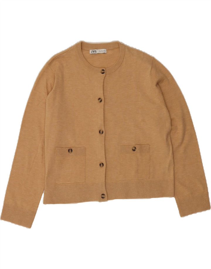 ZARA Womens Cardigan Sweater UK 16 Large Beige Acrylic Vintage Zara and Second-Hand Zara from Messina Hembry 
