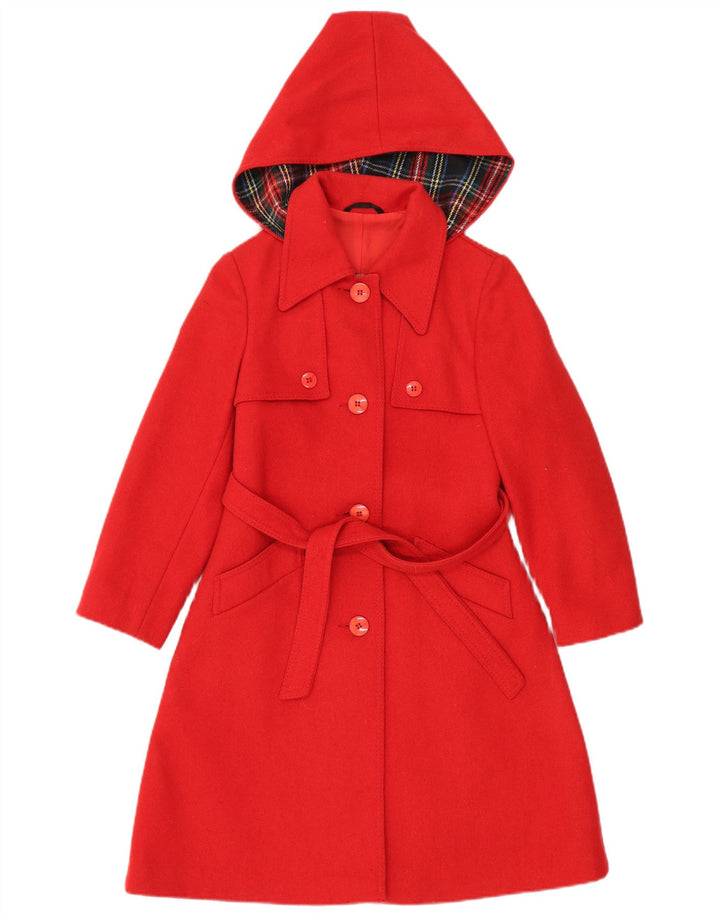 Soprabito vintage per bambina con cappuccio 11-12 anni in lana rossa