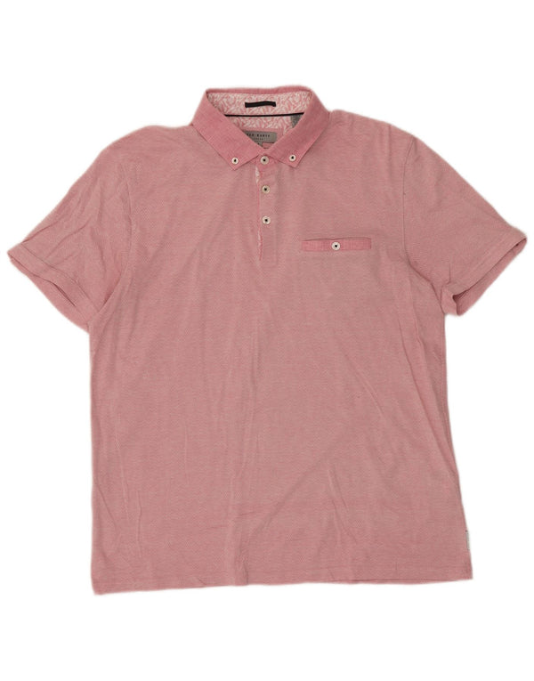 Polo da uomo Ted Baker taglia 4 grande in cotone Chevron rosa