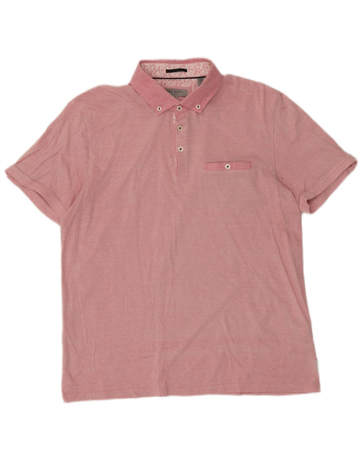 Polo da uomo Ted Baker taglia 4 grande in cotone Chevron rosa