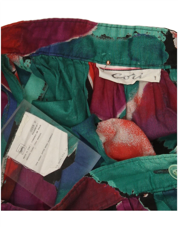 Gonna a pieghe vintage da donna con motivo astratto W26 piccola multicolore