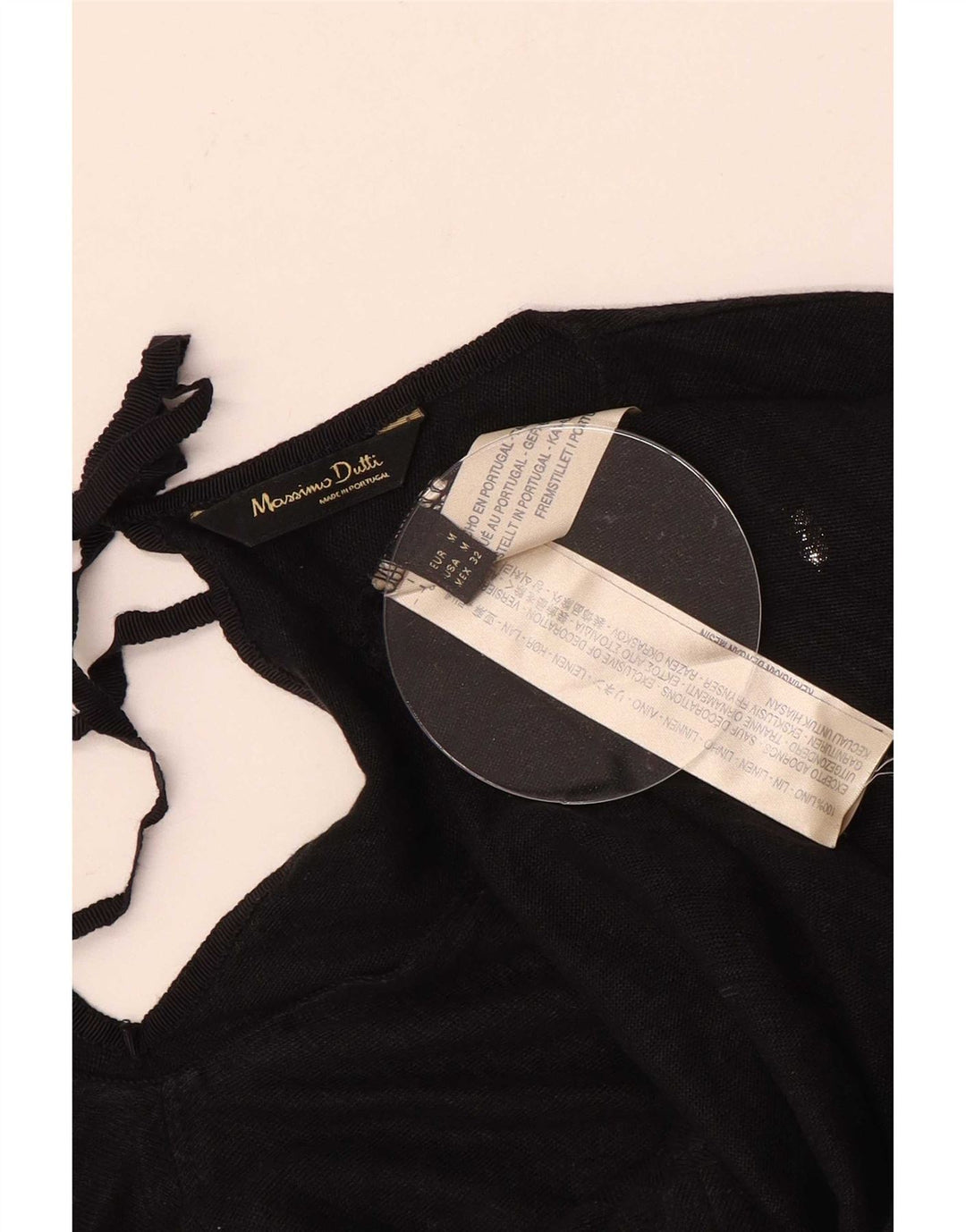 Massimo Dutti Top da donna a maniche lunghe UK 14 Lino nero medio