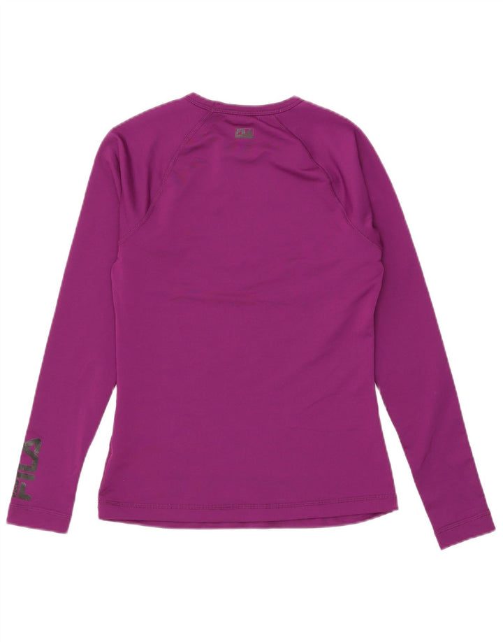 Fila Maglietta grafica da donna a maniche lunghe UK 10 Small Viola Poliestere