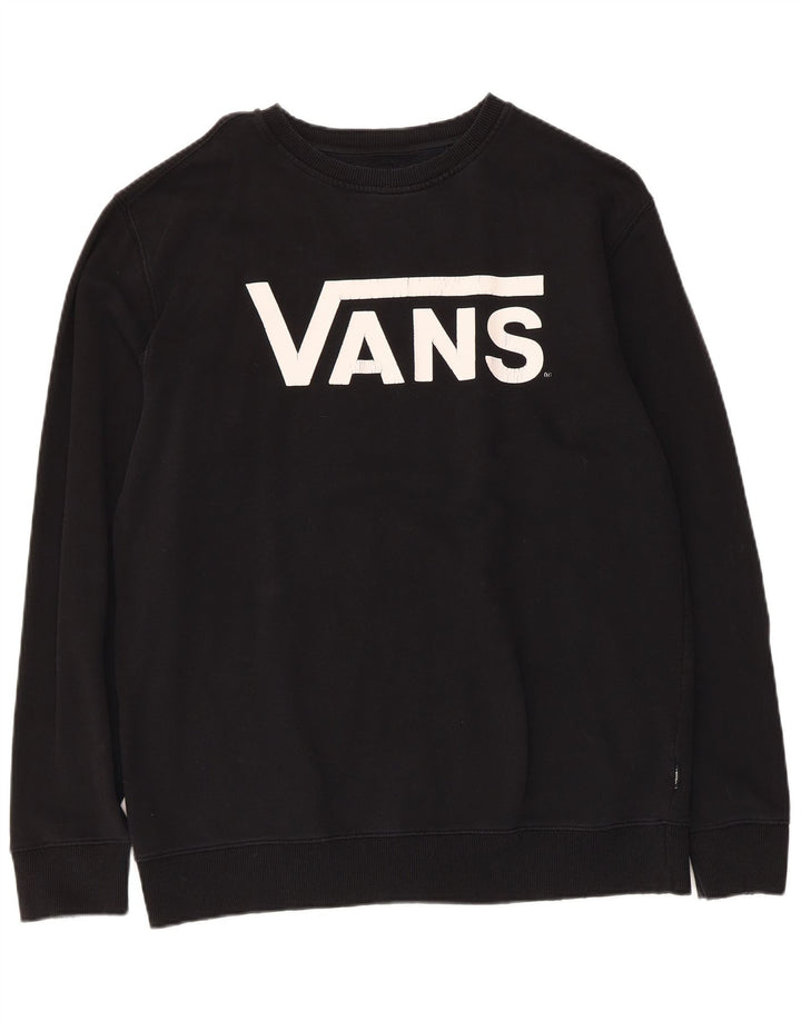 Felpa grafica da uomo Vans, maglione grande, cotone nero