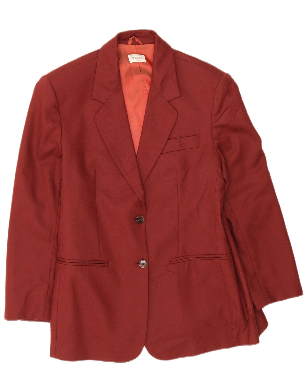Giacca blazer a 2 bottoni corta da donna Benetton IT 44 Bordeaux medio in lana