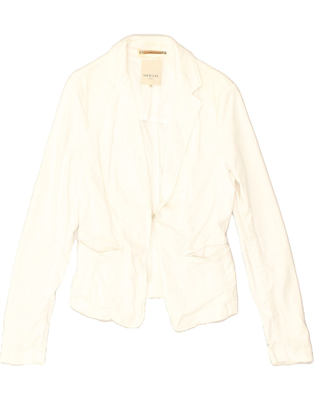 SIVIGLIA Womens 1 Button Blazer Jacket IT 46 Large White Cotton | Vintage SIVIGLIA | Thrift | Second-Hand SIVIGLIA | Used Clothing | Messina Hembry 