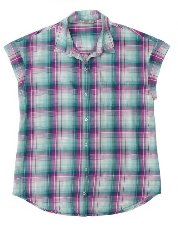 Camicia senza maniche Lee Riders da donna UK 14 Poliestere a quadri verde medio