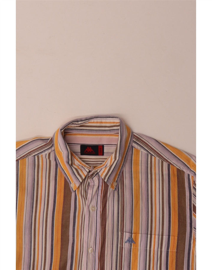 KAPPA Camicia Uomo Manica Corta Large in Cotone a Righe Multicolori
