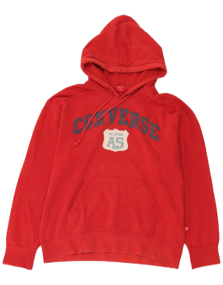 Felpa con cappuccio grafica da uomo Converse grande in cotone rosso