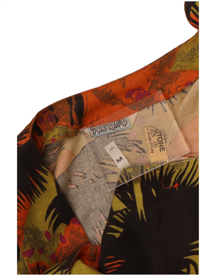 Camicetta camicia da donna con motivo astratto VINTAGE UK 14 media multicolore