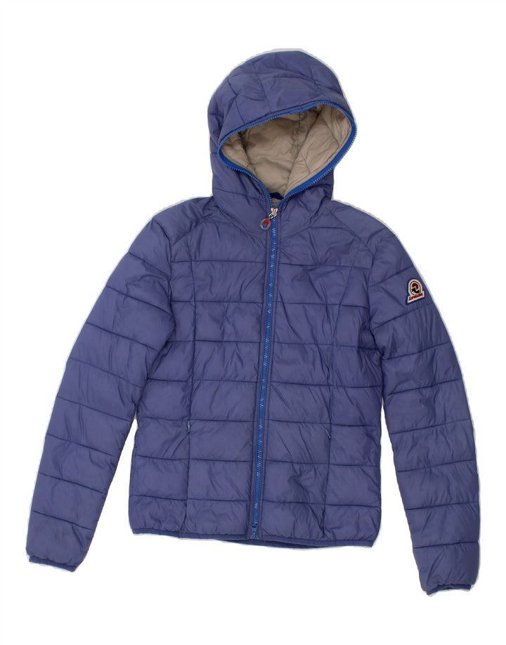 INVICTA Boys Hooded Padded Jacket 10-11 Years XS Blue Polyamide Vintage Invicta and Second-Hand Invicta from Messina Hembry 