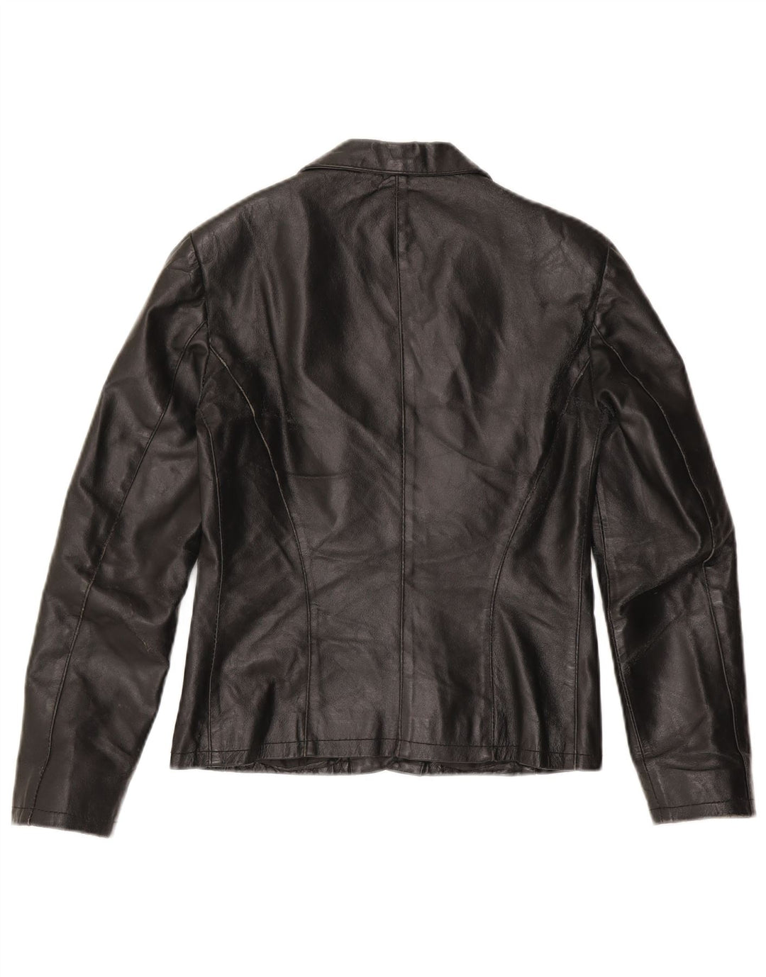 Giacca blazer in pelle da donna a 2 bottoni Sasch UK 10 piccola in pelle nera
