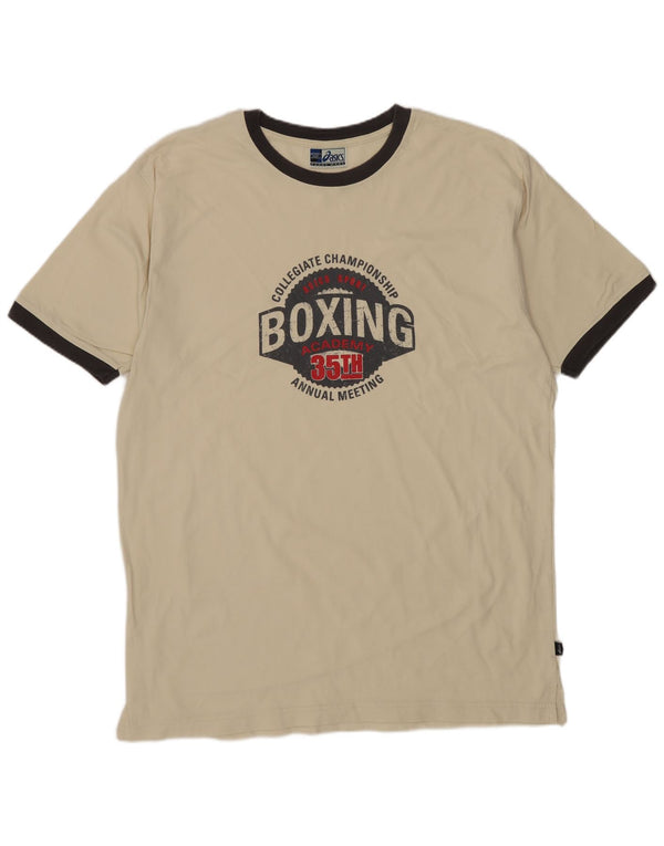 T-shirt grafica ASICS da uomo, taglia grande, in cotone beige