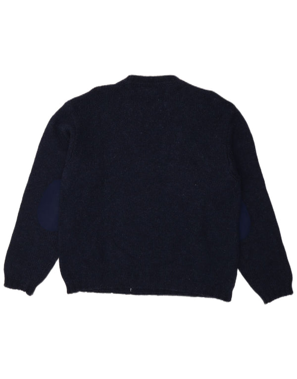 Maglione da uomo girocollo Benetton grande blu navy a rombi/diamante