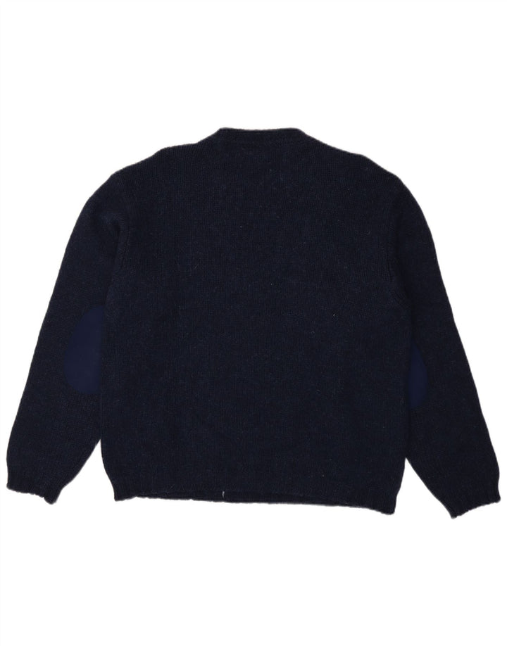 Maglione da uomo girocollo Benetton grande blu navy a rombi/diamante