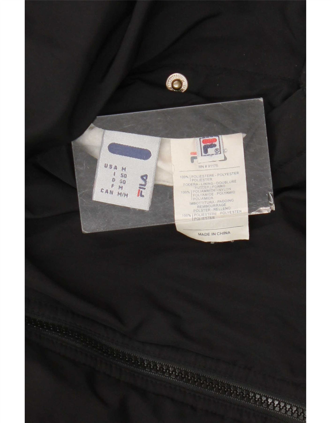 Giacca imbottita reversibile da uomo Fila IT 50 Large nera in poliestere color block