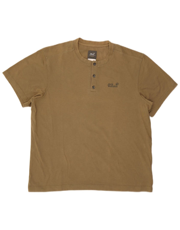 T-shirt da uomo Jack Wolfskin Top UK 46/48 2XL cotone kaki