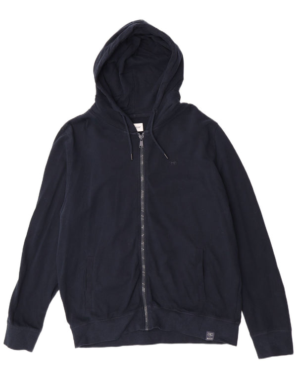 Maglione con cappuccio e zip da uomo Mustang XL in cotone blu navy