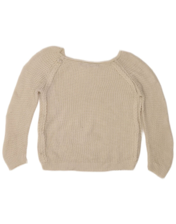 Maglione corto con scollo a barca e maniche a 3/4 Zara da donna UK 12 Bianco medio