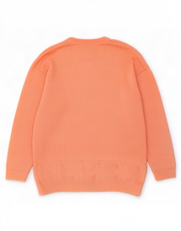 Maglione maglione girocollo da donna vintage UK 14 grande arancione