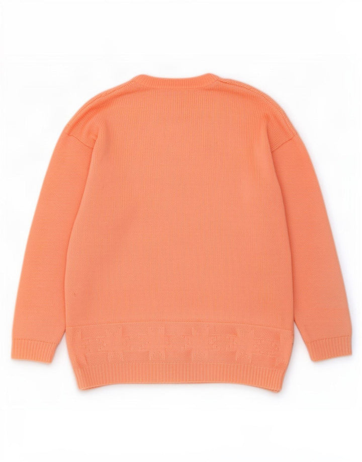 Maglione maglione girocollo da donna vintage UK 14 grande arancione