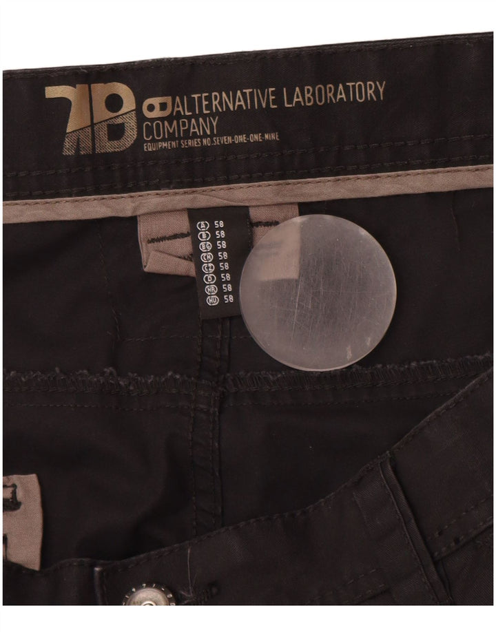 ANGELO LITRICO Bermuda cargo da uomo EU 58 4XL W42 Cotone nero