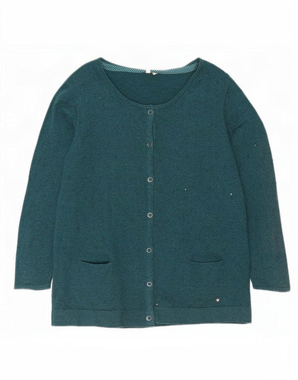 Maglione cardigan vestibilità regolare da donna di White Stuff UK 16 grande verde chiazzato
