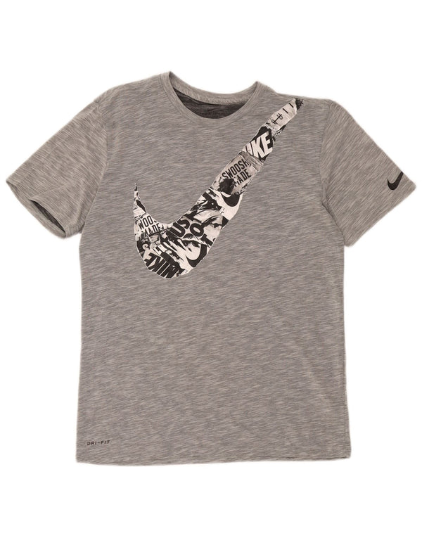T-shirt grafica Nike Dri Fit da uomo in cotone grigio medio