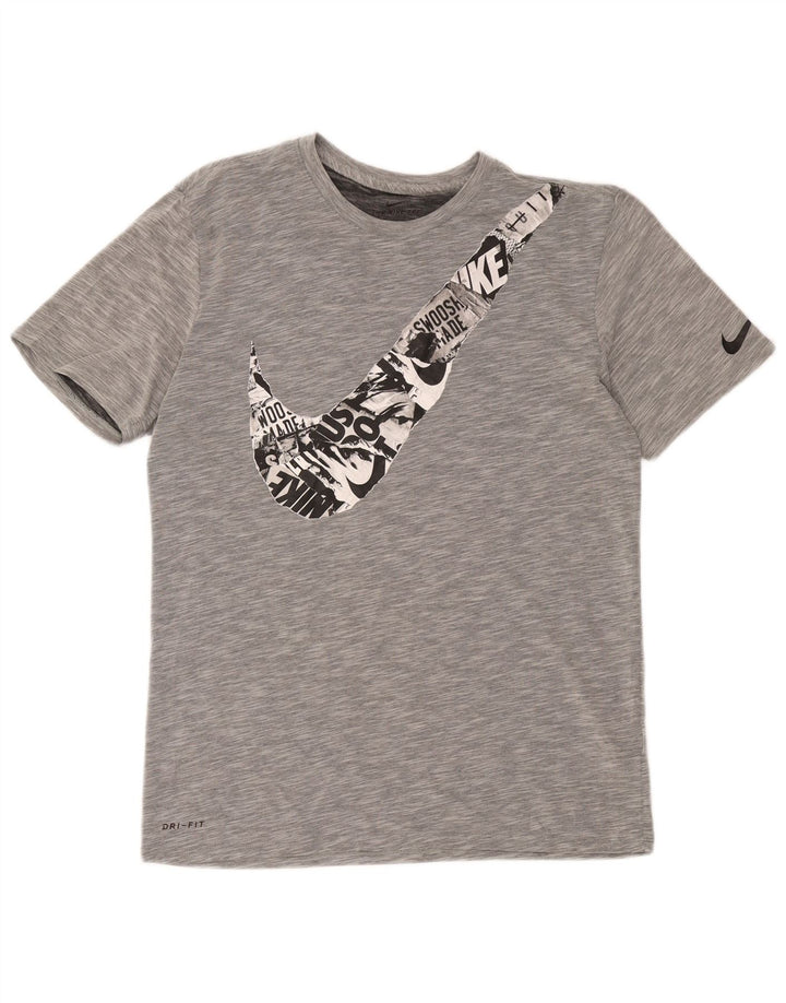T-shirt grafica Nike Dri Fit da uomo in cotone grigio medio