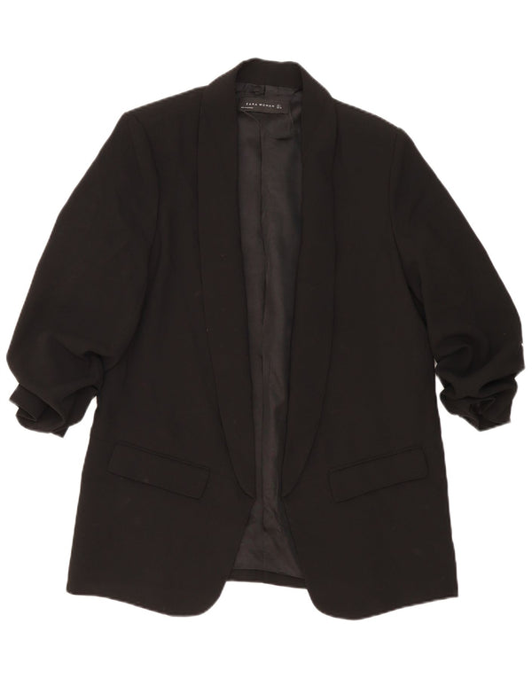 Giacca blazer aperta da donna con maniche a 3/4 Zara UK 14 grande poliestere nero