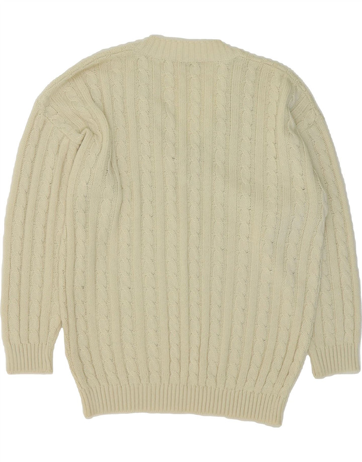 VINTAGE Womens Oversized V-Neck Jumper Sweater UK 10 Small Off White Vintage Vintage and Second-Hand Vintage from Messina Hembry 