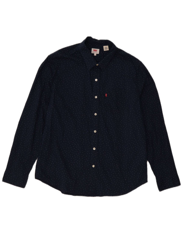 Camicia Levi's da uomo XL in cotone maculato blu navy classica