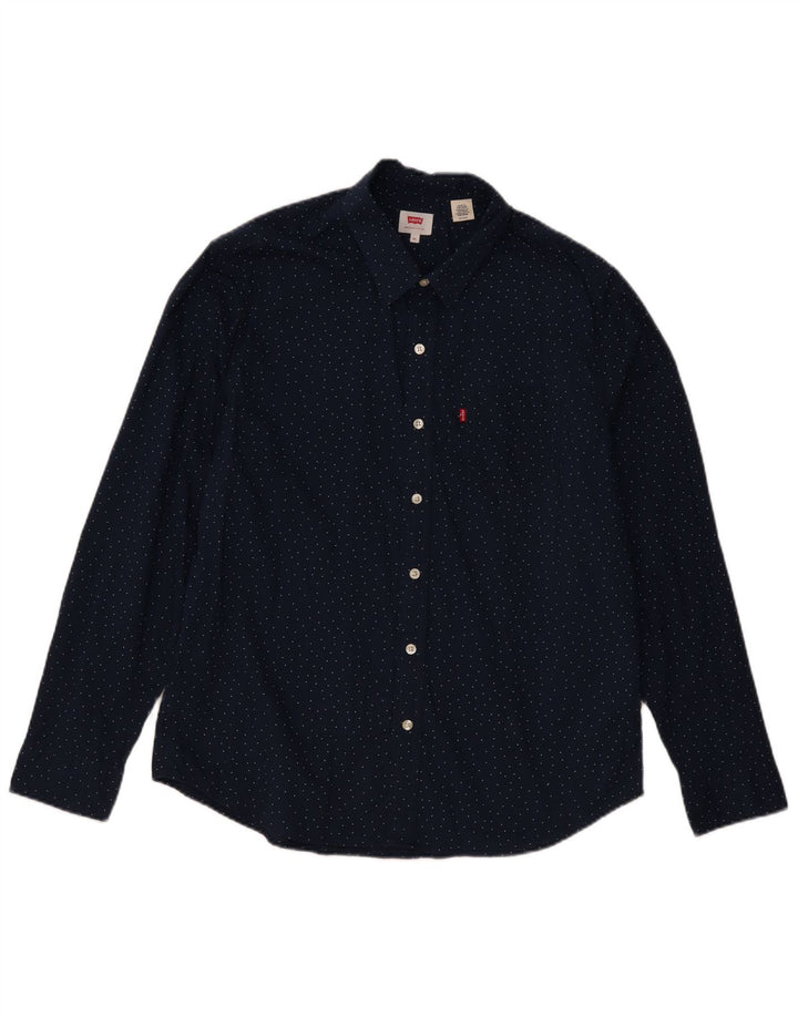 Camicia Levi's da uomo XL in cotone maculato blu navy classica