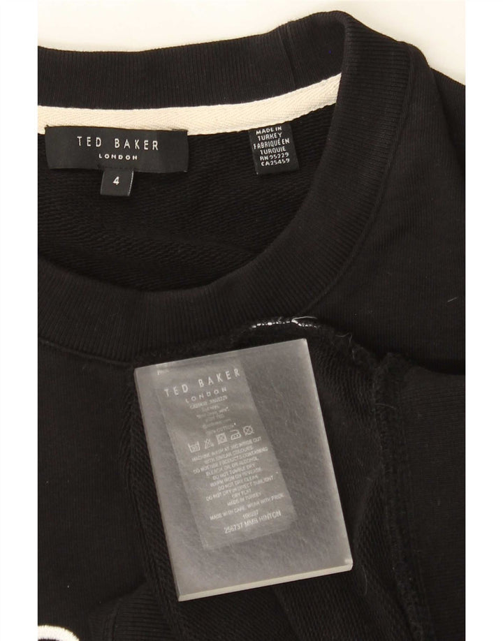 Ted Baker Felpa grafica da uomo Maglione taglia 4 grande cotone nero