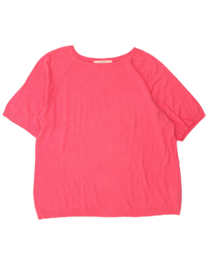 Maglione maglione oversize con scollo a barca da donna Zara UK 14 Rosa medio